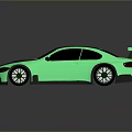 BMW Green And Silver Sports Car With Rear Spoiler Shiny Exterior 3D Rendered Design