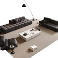 Modern Sofa Coffee Table Set With Black Sofas White Coffee Table Floor Lamp And Armchair 3d model