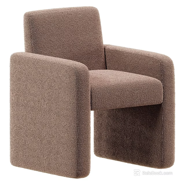 Modern Brown Single Seater Sofa With Upholstered Armrest And Minimalist Design 3d model 