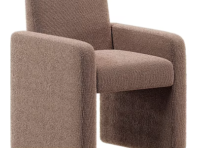 Modern Brown Single Seater Sofa With Upholstered Armrest And Minimalist Design 3d model