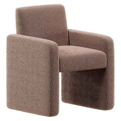 Modern Brown Single Seater Sofa With Upholstered Armrest And Minimalist Design 3d model