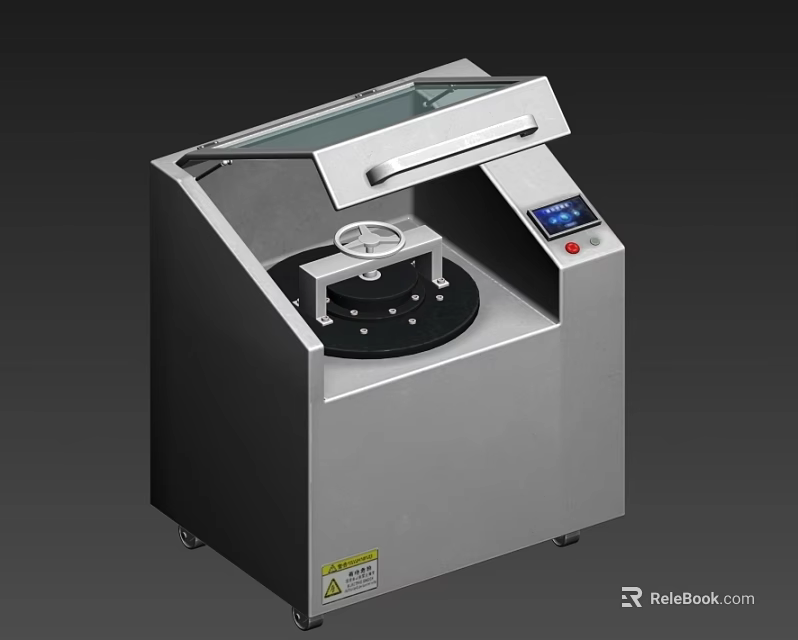 Industrial Equipment With Transparent Lid Stainless Steel Body Circular Workbench And Digital Control 3d model 