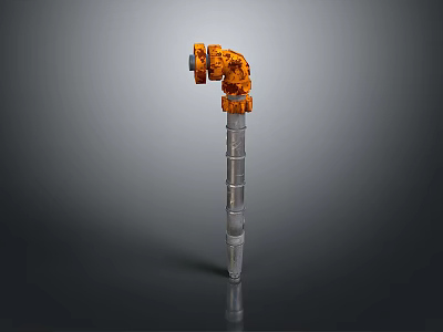 Modern Interior Lighting Fixture Combination With Orange Curved Part And Silver Metal Pole 3d model