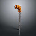 Modern Interior Lighting Fixture Combination With Orange Curved Part And Silver Metal Pole