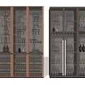 Modern Wine Cabinet With Glass Doors And Storage For Wine Bottles And Glasses