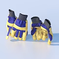 Blue And Yellow Work Gloves Pair With Protective Design For Safety Use 3d model