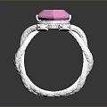 Jewelry Decoration Set With Heart Shaped Pink Gemstone Silver Braided Setting And Small Crystal Accents For Home Decor