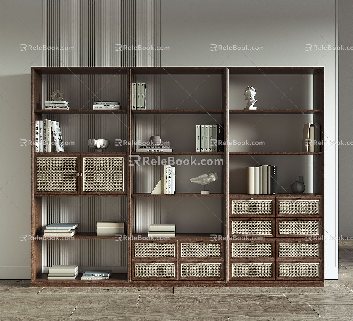 New Chinese-style Bookshelf Multi-layer Bookcase model