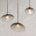 Minimalist Modern Irregular Pebble Shaped White Pendant Lights With Golden Hanging Rods And Warm Light