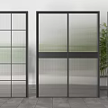 Modern Hinged Doors with Glass Panels and Grid Patterns for Interior Design 3d model