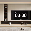 Modern Minimalist TV Cabinet With White Storage Shelves Wooden Base And Decorative Items