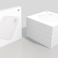 Xiaomi White Body Weight Scale With Stacked Packaging Boxes And Sleek Design