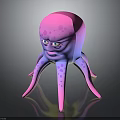 Spotted Pink Purple Octopus Character Creature With Expressive Face Gradient Body And Long Tentacles