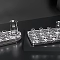 Stylish Glass Wine Bottles and Stemmed Glasses Arranged on Modern Tray for Elegant
