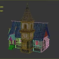 Medieval Style Cottage With Spire Timber Frame Stone Walls And Tile Roof