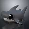 Cute Cartoon Shark With Big Eyes Gray Body And White Belly