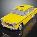 Yellow Classic Taxi With Vintage Design And TAXI Sign On Roof