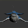 Blue Whale In Low Poly Style Holding Yellow Round Object With Water Droplets