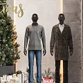 Christmas Window Display With Mannequins In Stylish Outfits Christmas Tree Gift Boxes And 20 Percent Off