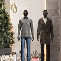 Shop Window Clothing Store Window Combination Clothing Store Christmas Tree 3d model