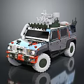 Camouflage Military Vehicle With Antenna Equipment White Wheels And Sturdy Design