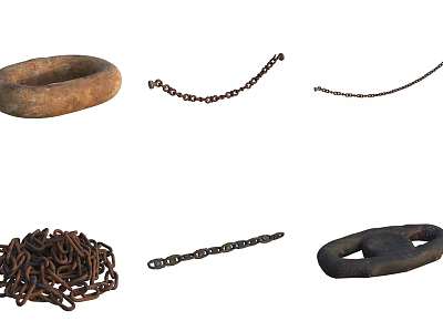 Various Durable Industrial Hardware Tools Including Metal Chains and Heavy Duty Rings 3d model