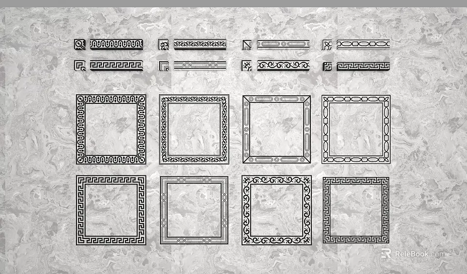 Various Decorative Floor Tiles With Intricate Border Designs And Patterns 3d model 