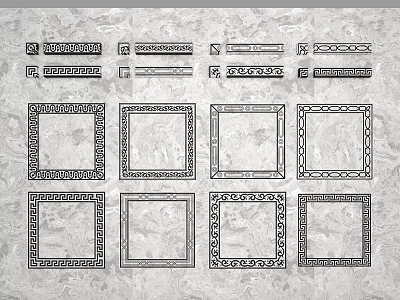Various Decorative Floor Tiles With Intricate Border Designs And Patterns 3d model