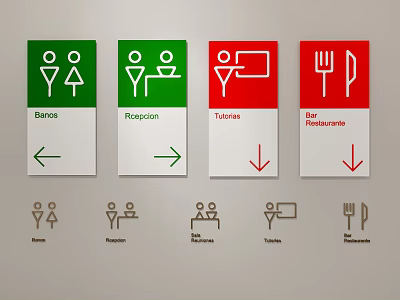 Green Red Directional Wall Signs For Reception Toilet Restaurant With Arrows 3d model