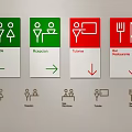 Green Red Directional Wall Signs For Reception Toilet Restaurant With Arrows