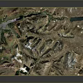 Modern 3D Terrain Model with Mountain Ranges River Valleys and Vegetation Zones