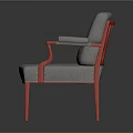 Modern Stylish Chair With Gray Fabric Seat And Red Armrests Legs