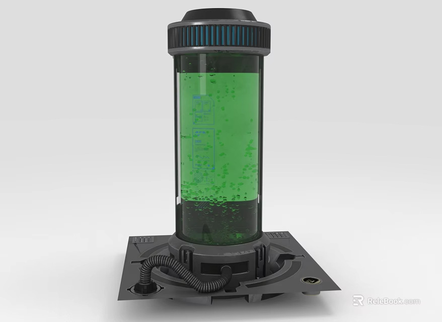 Cylindrical Medical Device With Green Liquid Container And Stable Base Structure 3d model 