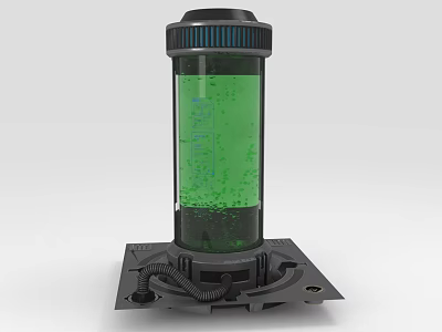 Cylindrical Medical Device With Green Liquid Container And Stable Base Structure 3d model