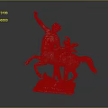 Bronze Horseman Sculpture With Raised Arm And Angel Figure On Square Base