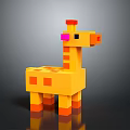 Colorful Lego Style Giraffe Toy With Block Shaped Body Red Horns And Pink Eyes