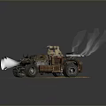Rustic Tank With Vintage Metal Body Cannon And Sandy Ground Surface