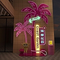 Coconut Tree Beautiful Chen Brightening Pink Guide Card 3d model