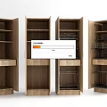 Wooden Bathroom Cabinet With Open Shelves Drawers And Metal Storage Racks