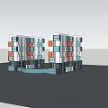 Two Modern Residential Buildings With Colorful Square Windows And White Exterior