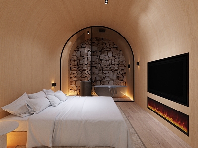 Modern Room Cave Dwelling Hotel Homestay Hotel 3d model