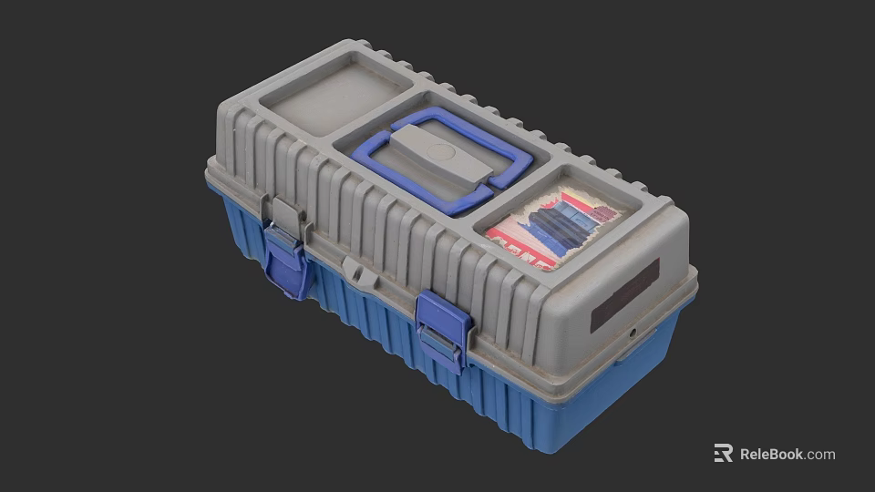 Durable Gray And Blue Hardware Toolbox With Multiple Compartments For Organized Tool Storage 3d model