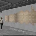 Exhibition Hall Cultural Wall With Wooden Geometric Panels In Modern Design Space