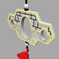 Traditional Style Openwork Pendant With Red Beads Yellow Frame And White Center