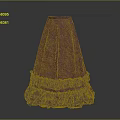 Purple Lace Long Skirt With Black Ruffled Hem And Elegant Design