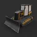 Yellow Black Crawler Bulldozer With Large Front Blade And Heavy Duty Cab
