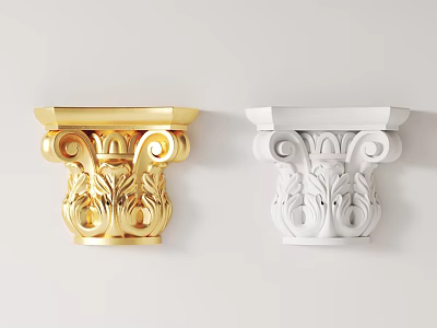 Gold and White Ornate Carved Decorative Components for Interior Decoration 3d model