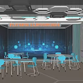 Modern science and technology wisdom holographic projection multimedia classroom 3d model