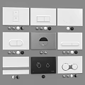 Modern Black Gray Switch Panels With Sleek Metallic Designs And Various Shapes 3d model