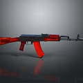 Rifle With Red Wooden Stock Grip And Black Metal Components Design